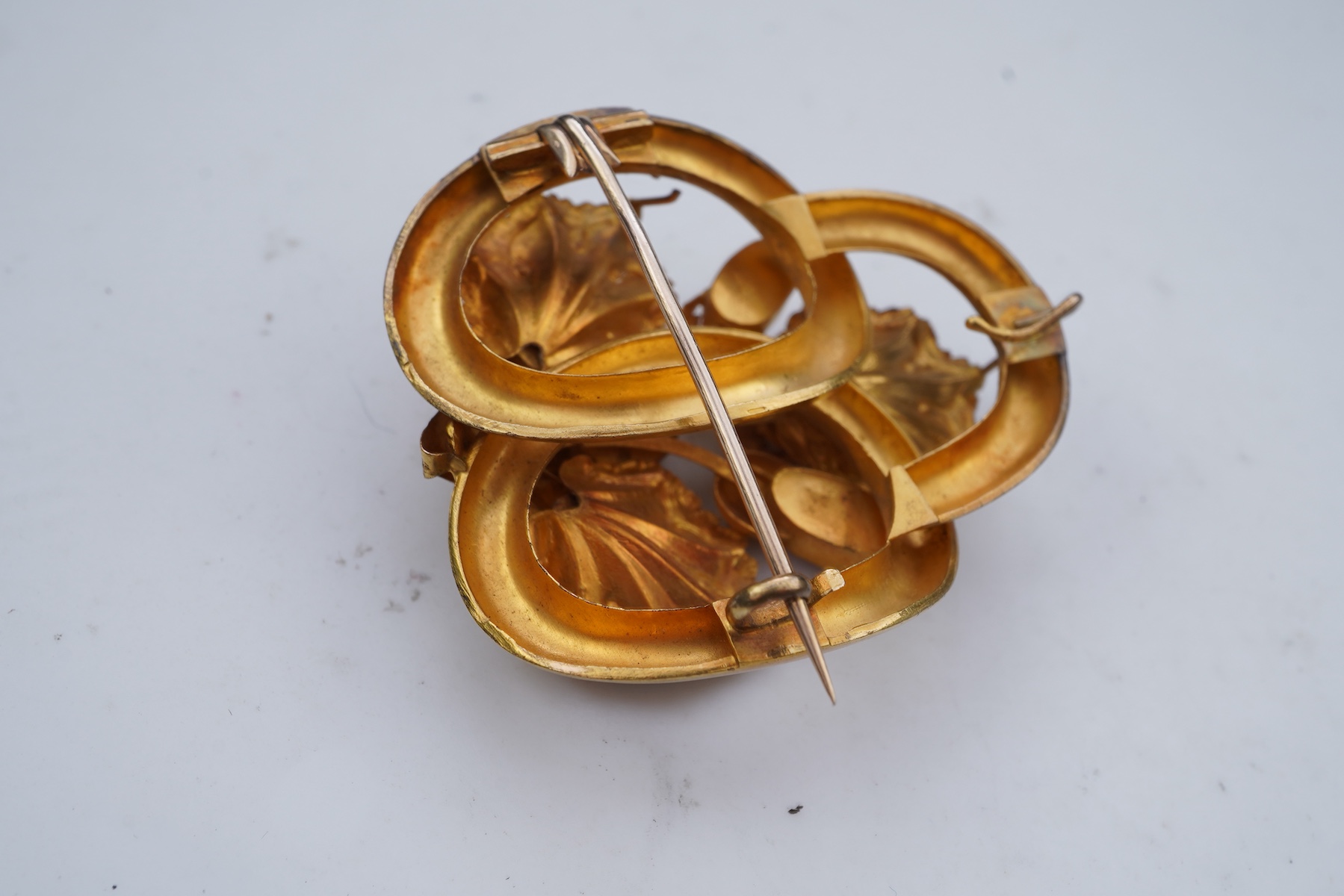 A set of four Retro gold and enamel buttons, mid 20th century